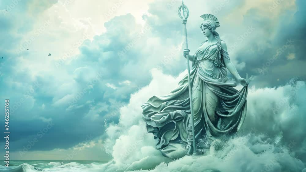 A magnificent statue of Athena, the ancient Greek goddess of wisdom, craft, and warfare A magnificent statue of Athena, the ancient Greek goddess of wisdom, craft, and warfare