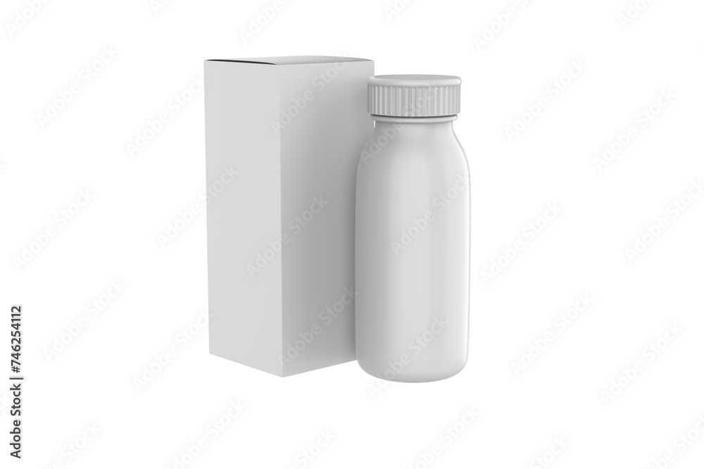 Matte Plastic Bottle Mockup Isolated On White Background. 3d illustration