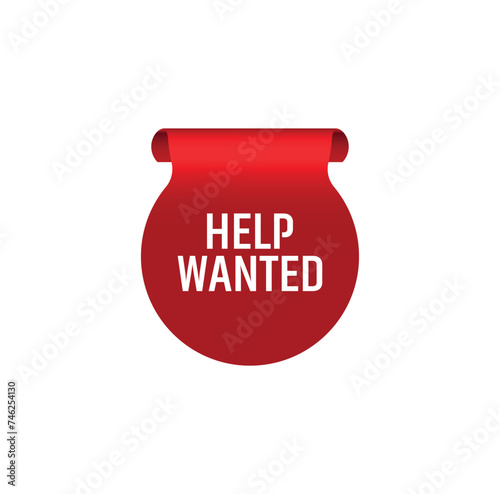 Help wanted sign on white background	