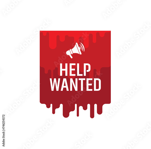 Help wanted sign on white background	