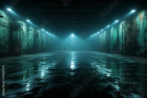 Industrial Hallway Illuminated photo