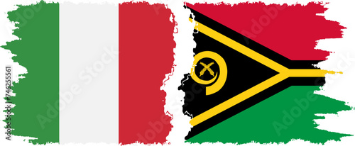 Vanuatu and Italy grunge flags connection vector