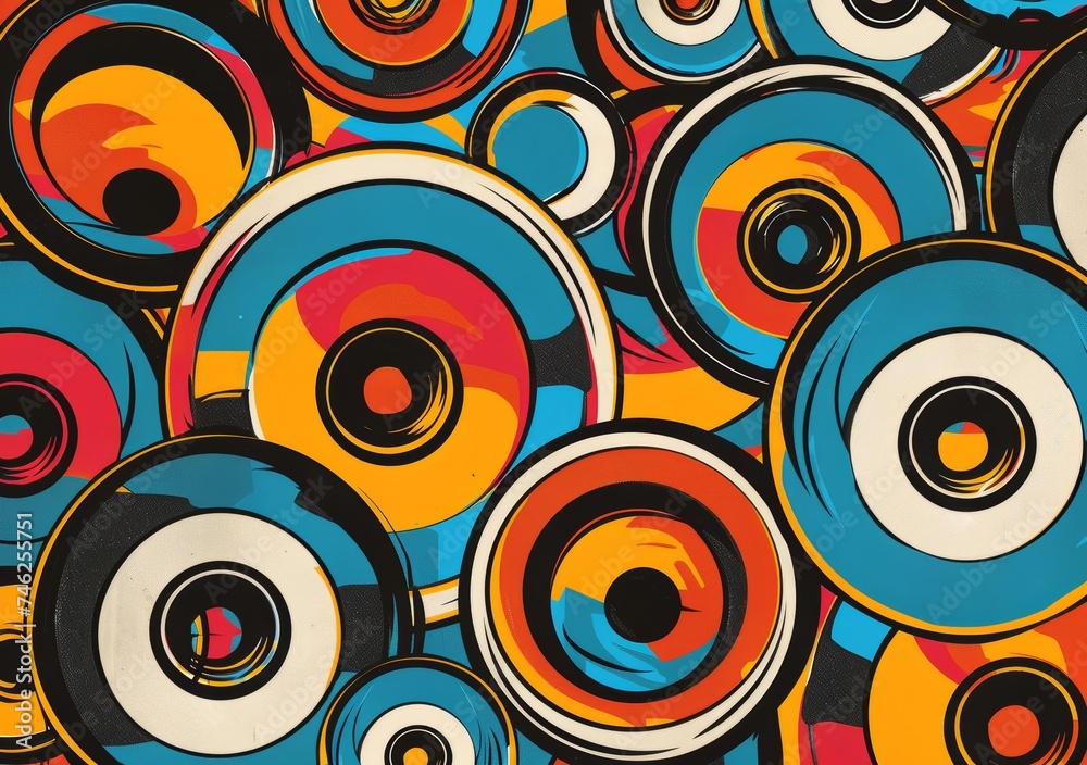 Loop system for the hearing impaired circles of sound in pop art style