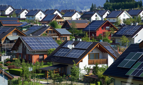 Solar panels on the roof of a house.