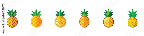 Set of pineapple icon, Pineapple fruit icon. Pineapple illustration, pineapple icon photo