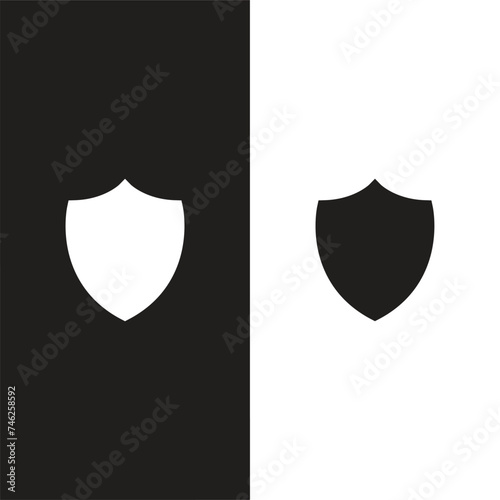 Shield icon set in vintage style. Protect shield security line icons. Badge quality symbol, sign, logo or emblem.