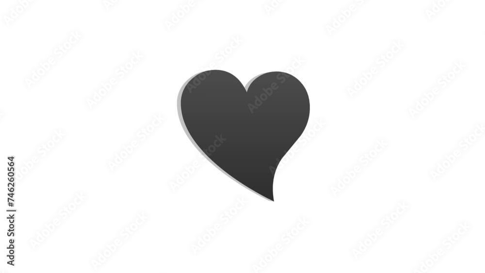 Loopable black color 3d heart love icon rotating animation white background Loopable black color 3d heart love icon rotating animation white background