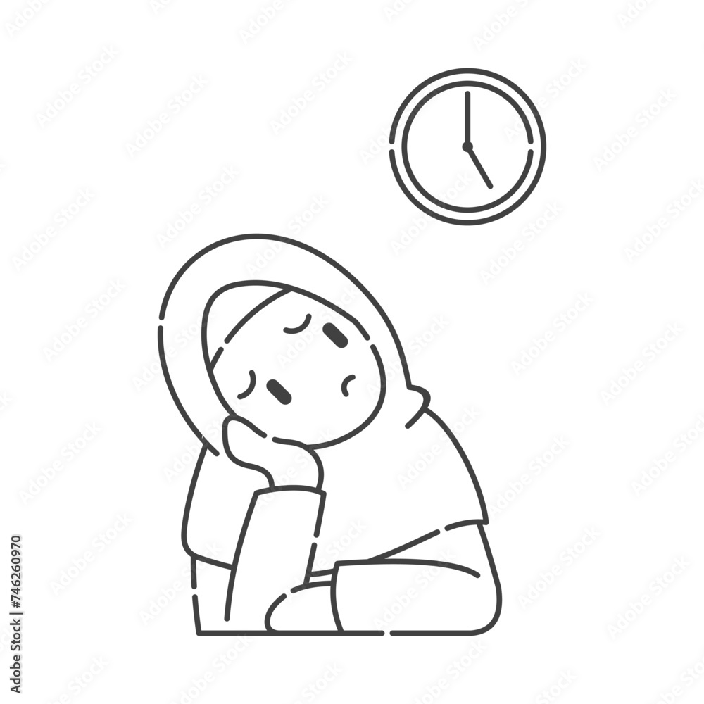 Ramadan activity girl vector arts. Islamic activities in daily life. Cartoon character for kids Ramadan activity girl vector arts. Islamic activities in daily life. Cartoon character for kids