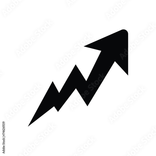 Zigzag arrow icon with a sharp end. Black arrow vector illustration. Up direction indicator. Black arrow on white background. Vector illustration. EPS File 613.