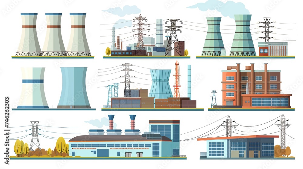 Substations and power plants set