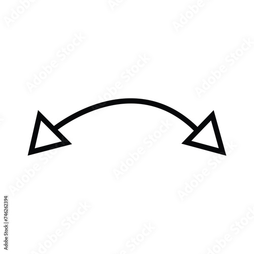 Dual semi outline circle arrow. Black double end arrow vector icon. Hand-drawn vector. Vector illustration. Eps file 620. photo