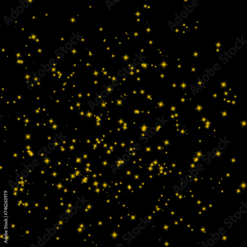3D animation of luminous particles in black space. Animation. Beautiful space animation with particles or stars shining on black background