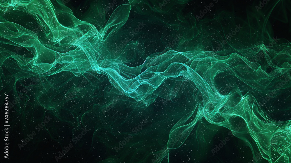 Ethereal Green Nebula Waves: High-Resolution Abstract Digital Art for Wallpapers, Backgrounds, and Graphic Design Projects