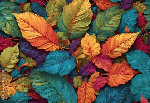 Explore a whimsical leaf pattern with lifelike detail and vibrant colors  capturing nature s essence in digital artistry. 3 2 Aspect ratio. 