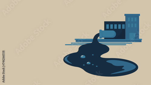 Water pollution in rivers and oceans. Pollutants from factory wastewater flow into rivers.