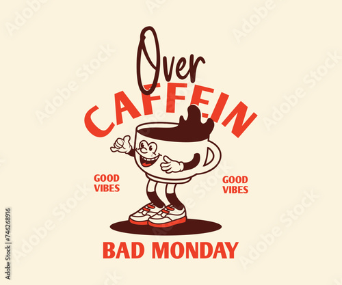 cartoon character of coffee time Graphic Design for T shirt Street Wear and Urban Style