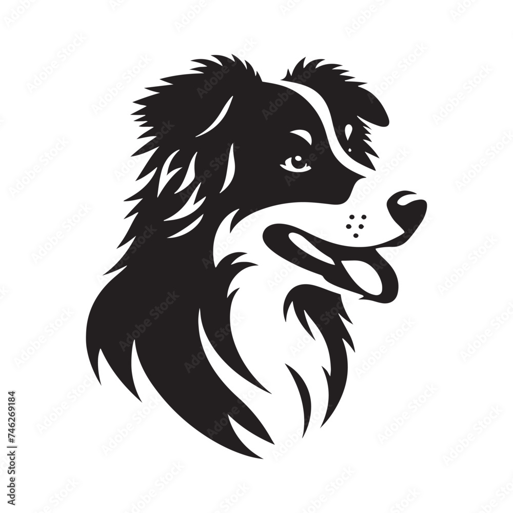 Fototapeta premium Graceful Herding: Vector Silhouette of Australian Shepherd - Capturing the Elegance and Vigilance of this Beloved Working Dog Breed. Vector Australian Shepherd silhouette.