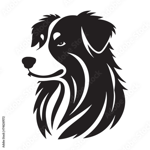 Graceful Herding: Vector Silhouette of Australian Shepherd - Capturing the Elegance and Vigilance of this Beloved Working Dog Breed. Vector Australian Shepherd silhouette.