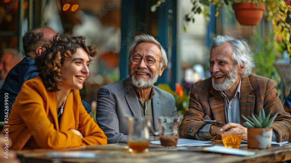 view of a cheerful gathering of entrepreneurs having a meeting together. view of a cheerful gathering of entrepreneurs having a meeting together.
