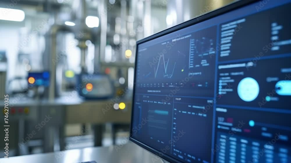 A closeup of a computer screen displaying realtime data and ytics on the overall quality control efforts of the facility providing insights for future improvements. A closeup of a computer screen displaying realtime data and ytics on the overall quality control efforts of the facility providing insights for future improvements.