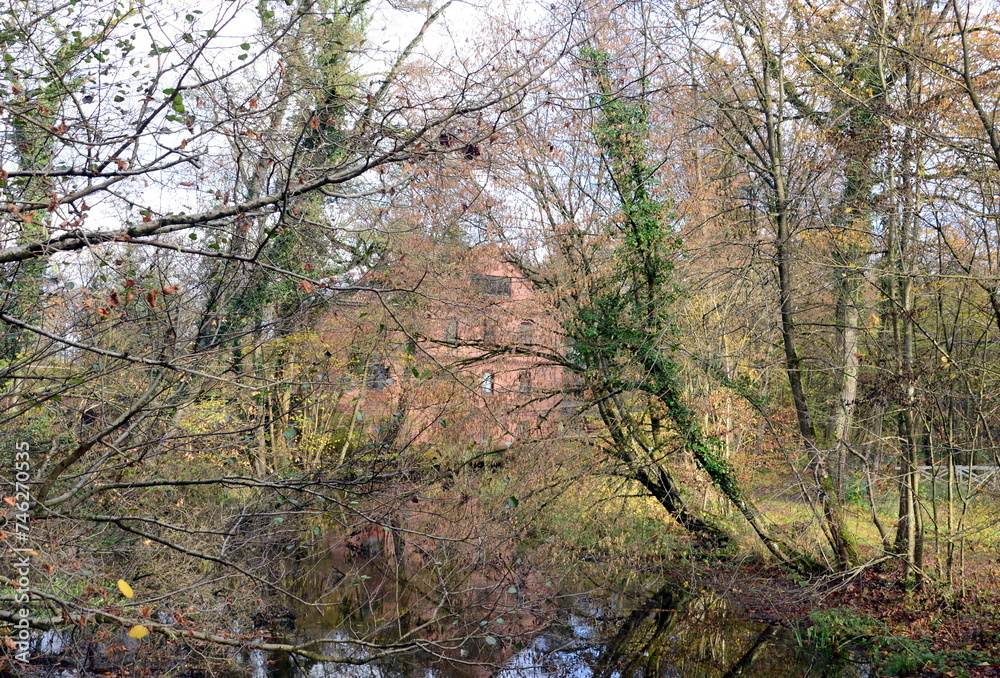 Park at the Historical Castle in the Village Holdenstedt, Lower Saxony