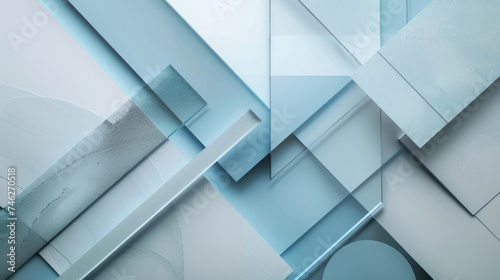 business background with light blue and gray, in the style of geometric modernism, monochromatic shadows, corner composition