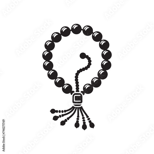 Sacred Contemplation: Vector Silhouette of Prayer Beads - Symbolizing Devotion, Meditation, and Spiritual Reflection in Elegant Form.