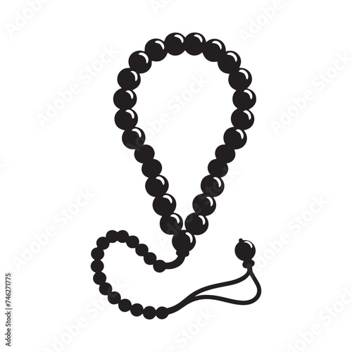 Sacred Contemplation: Vector Silhouette of Prayer Beads - Symbolizing Devotion, Meditation, and Spiritual Reflection in Elegant Form.