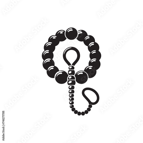 Sacred Contemplation: Vector Silhouette of Prayer Beads - Symbolizing Devotion, Meditation, and Spiritual Reflection in Elegant Form.