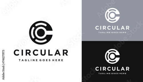 Circular Initial Letter C with Simple Optical Circle Line Art Logo Design