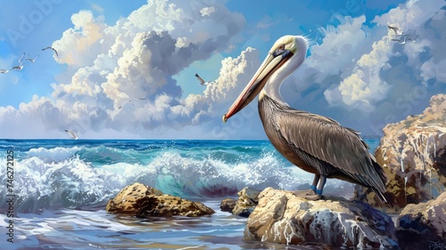 A seabird and the sea.