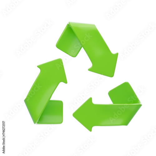 3D Recycle Sign Model Symbol Of Sustainability And Environmental Awareness. 3d illustration, 3d element, 3d rendering. 3d visualization isolated on a transparent background