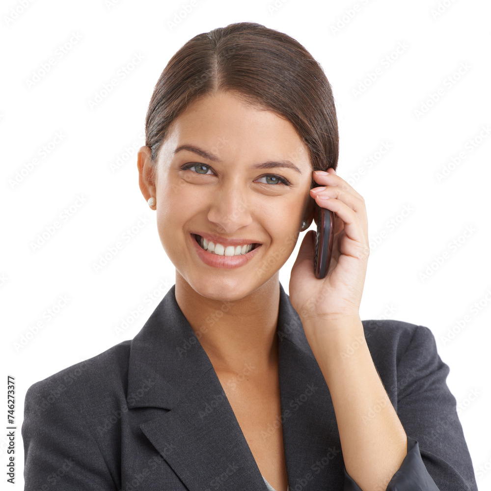 Phone call, business and woman with conversation, communication and professional isolated on white studio background. Person, employee or entrepreneur with cellphone or contact with discussion or app Phone call, business and woman with conversation, communication and professional isolated on white studio background. Person, employee or entrepreneur with cellphone or contact with discussion or app