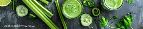 Cucumber and celery juice cleanse detoxifying green drink photo