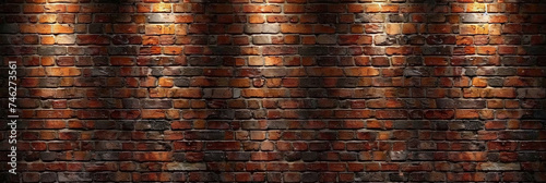 a brick wall with three lights shining up from behind the bricks, vintage brick wall background