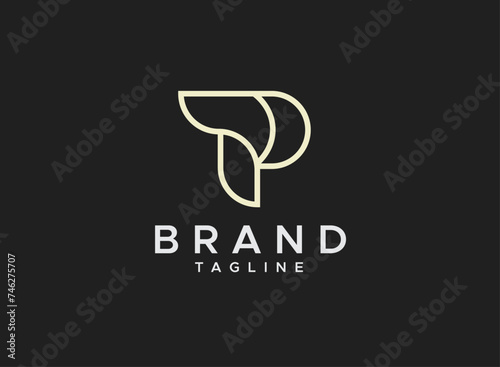 Introducing our PT or TP letter mark logo design template, this logo used for modern minimal line art pt letter logos, letter tp or t, p logo, lettermark, text, font, business or company