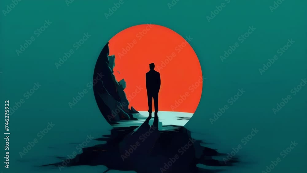 A person with low selfesteem is shown as a reflection in a broken mirror. Psychology art concept. .