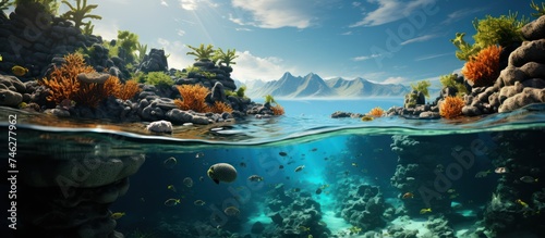 Coral reefs grow around remote islands photo