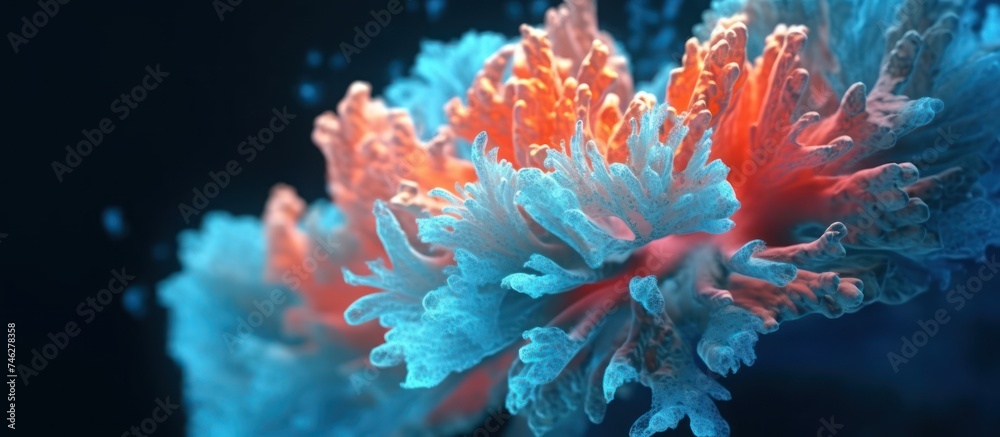 Decorative coral isolated blue sea water background - obrazy, fototapety, plakaty 