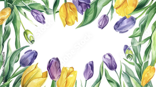 Vector watercolor banner with beautiful flowers framed for mother s day. Feliz dia de la madre