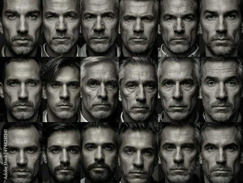 Collage of men's faces Generative AI