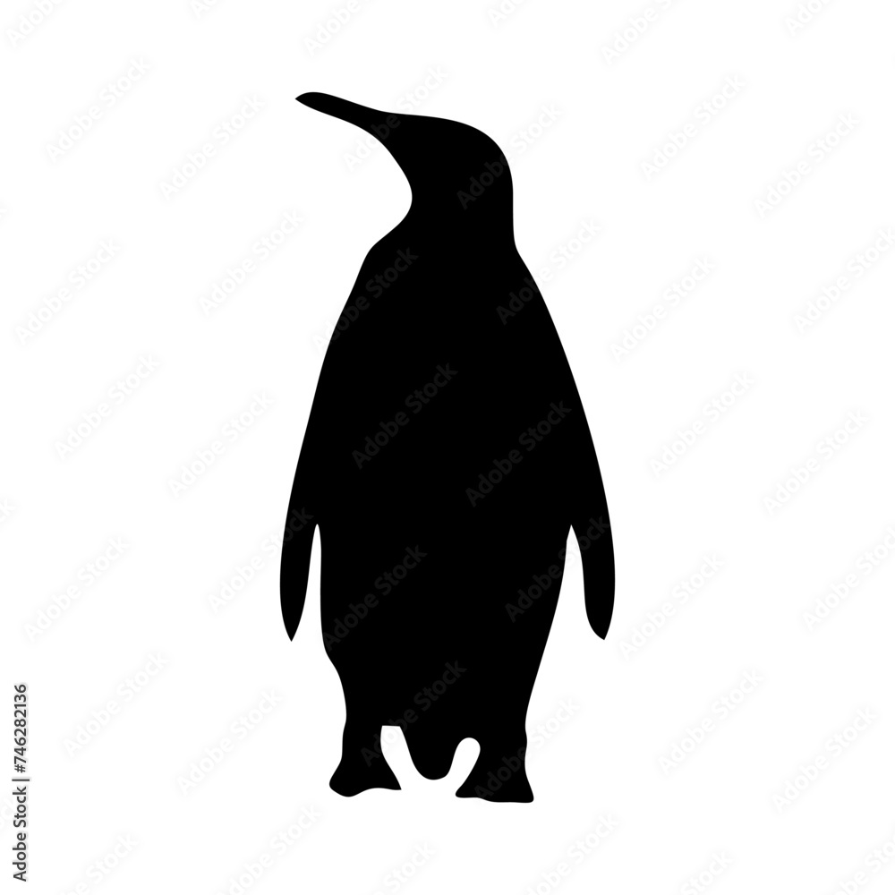 Naklejka premium black penguin silhouette walking and skating