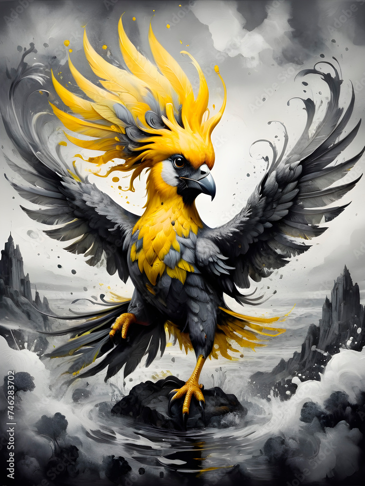 Obraz premium yellow mythical bird mascot