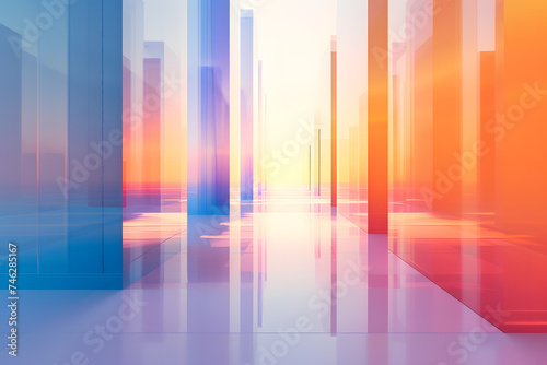 soft color gradient transparent glasses room abstract background