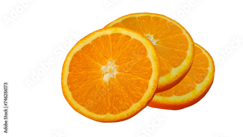 Sliced       oranges on a white background