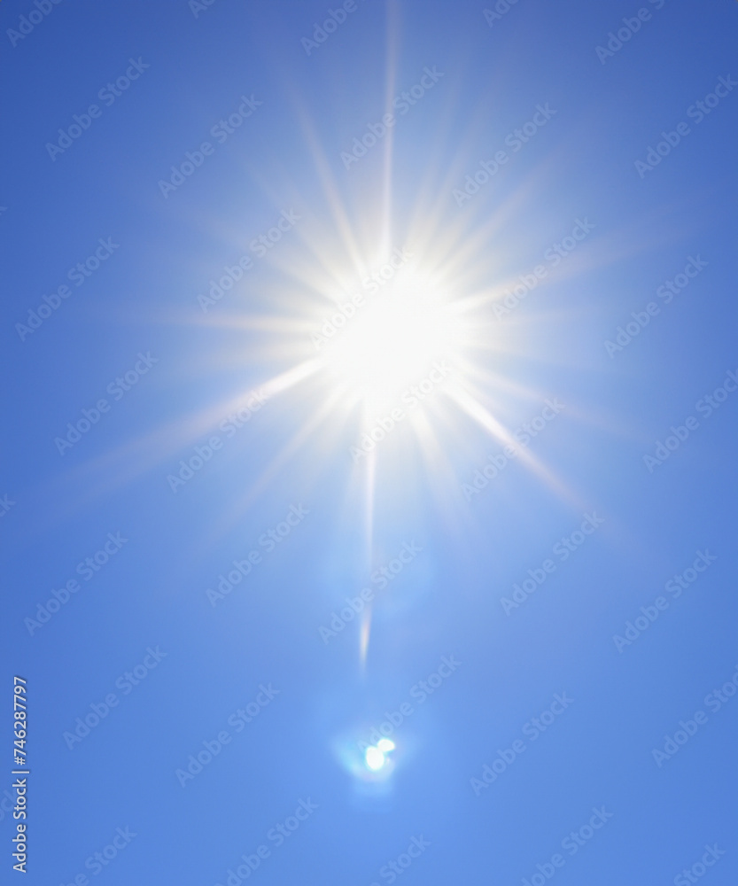 Sunbeam through the haze on blue sky, vertical Sunbeam through the haze on blue sky, vertical