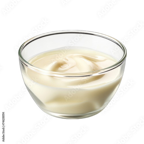 Condensed Milk with glass bowl on front view png