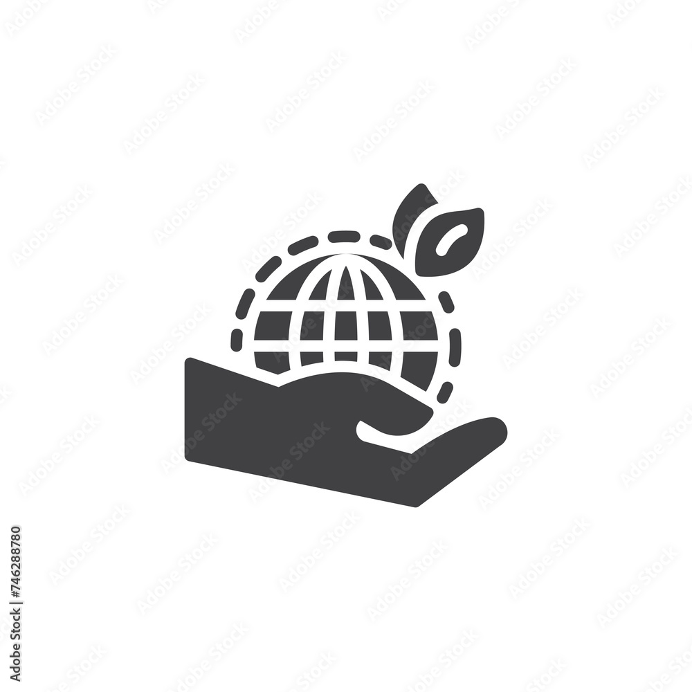 Fototapeta premium Hand holding earth planet vector icon