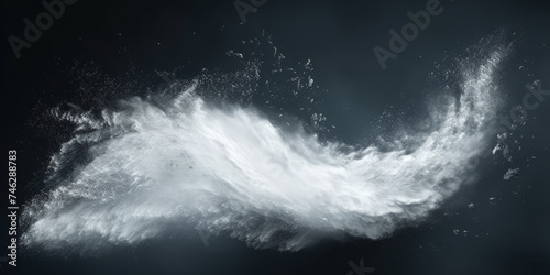 white powder on dark background. white powder splash dust paint white explosion explode burst isolated splatter abstract. white smoke or fog particles explosive special effect
