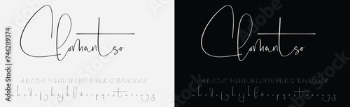 Handmade vector calligraphy tattoo alphabet with numbers